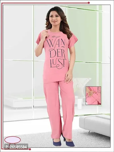Womens Cotton Star  Dot Printed Night Suit Set of Top  Pyjama-thumb0