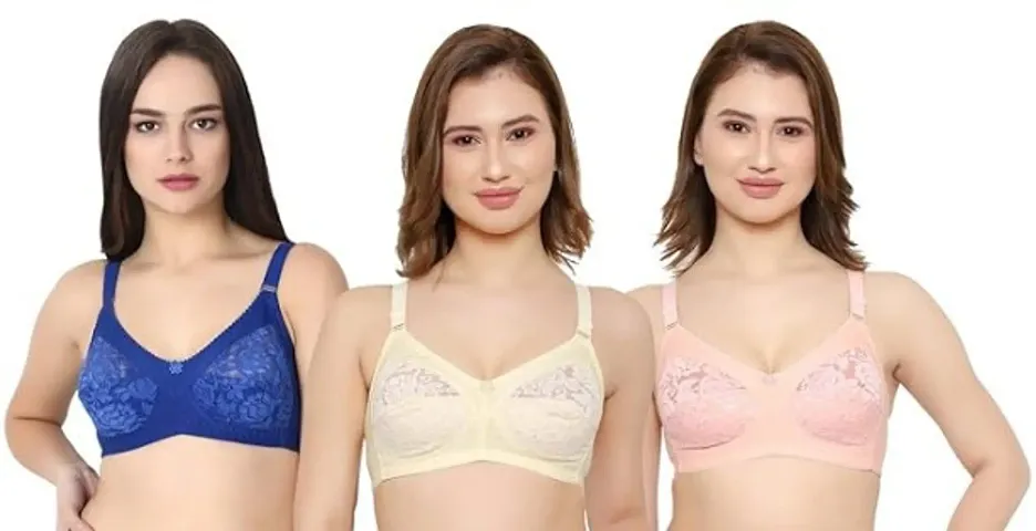 Women Full Coverage Non Padded Bra (Multicolor)