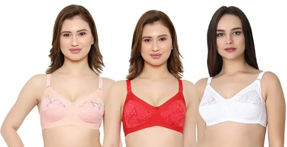 Women Full Coverage Non Padded Bra (Multicolor)