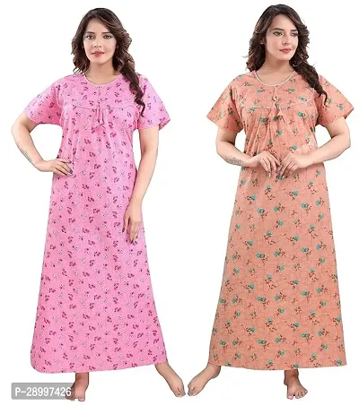 Women Cotton Maxi Nighty Groun Free size Pack of 2-thumb0