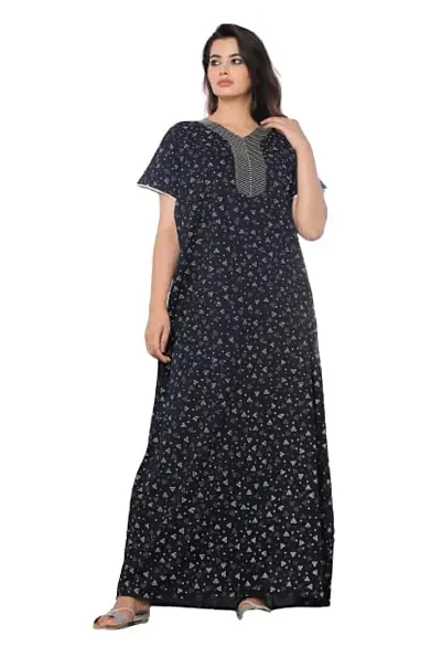 Women's Pure Cotton Block Print Regular Rajasthani Jaipuri Maxi Nighty