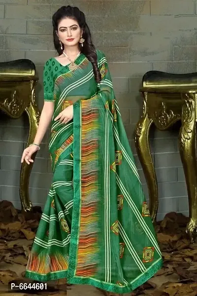Stylish Chiffon Self Pattern Saree with Blouse Piece For Women-thumb0