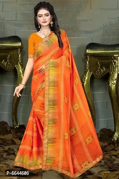 Stylish Chiffon Self Pattern Saree with Blouse Piece For Women