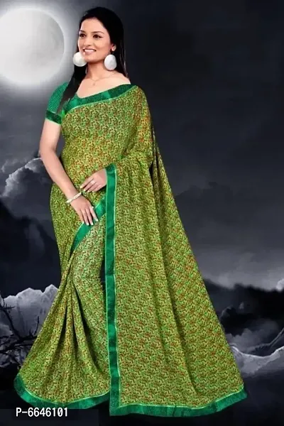 Reliable Chiffon Printed Saree with Blouse Piece For Women