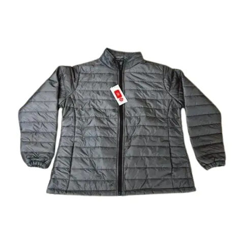 Comfortable Black Nylon Quilted Jacket For Women