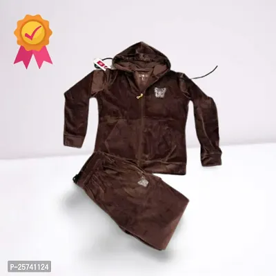 Comfortable Brown Polyester Pu Tracksuit For Women