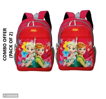 Stylish Graphic Printed Multicoloured Waterproof School Bags For Boys And Girls Pack Of 2