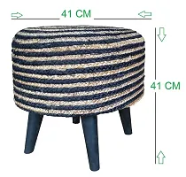 DREAM HOMEZ Jute Puffy Stool for Living Room | Foam Cushioned 1.5 inches pouffe Puffy with Four Legs | 16x16x16 inches | Pack of 1 | Black-thumb3