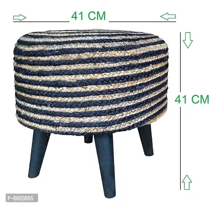 DREAM HOMEZ Jute Puffy Stool for Living Room | Foam Cushioned 1.5 inches pouffe Puffy with Four Legs | 16x16x16 inches | Pack of 1 | Black-thumb4