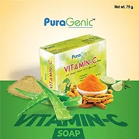 PuraGenic Vitamin C bath Soap with Aloe vera, Turmeric and Multani Mitti, 75gm - Combo Pack of 5, Help to lighten dark spot and blemishes-thumb2