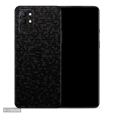 Shopymart Honeycomb Mobile Skin, Textured Vinyl Sticker (Not Cover) Compatible with OnePlus 9R, Black [Back, Camera and Sides]