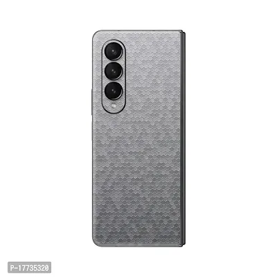 Shopymart Mobile Skin Sticker (Not Cover) Compatible with Samsung Galaxy Z Fold 4 [Back and Camera] - Silver Honeycomb