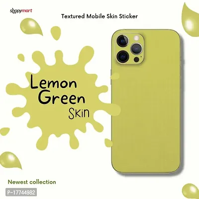Shopymart Vinyl Mobile Skin Sticker Compatible with iPhone 13 Pro (Lemon Green Textured)-thumb2