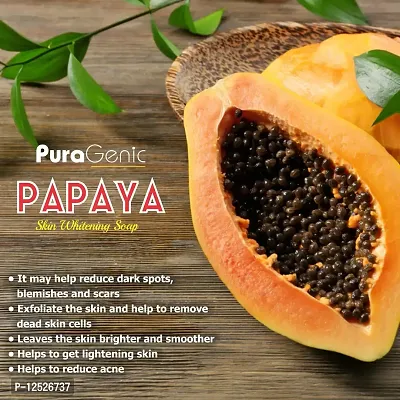 PuraGenic Papaya Skin Whitening Soap, 75gm with Papaya Extract, Kojic acid and Gluta thione, Skin lightening bathing bar for men and women, Helps in acne and get beautiful skin (Pack of 3)-thumb5