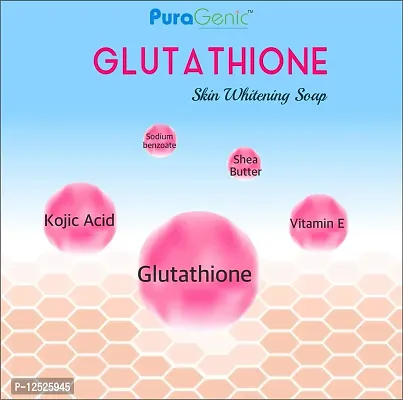 Gluta thione Skin Whitening Beauty soap by PuraGenic, 75gm - Combo Pack of 5, Skin brightening bathing bar with Kojic Acid, Shea butter, Vitamin E and Glycerin-thumb3