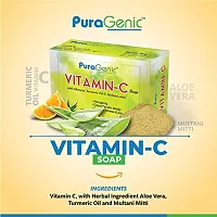 PuraGenic Vitamin C Bathing Soap with Aloe vera, Turmeric and Multani Mitti, 75gm - Combo Pack of 6, Skin lightening Soap for men and women-thumb1