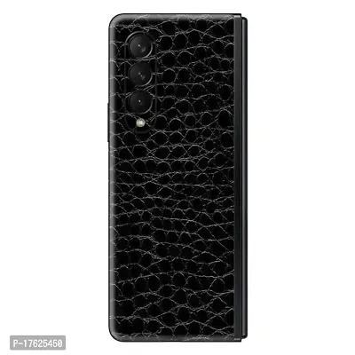 Shopymart Black Crocodile Series Mobile Skin Compatible with Samsung Galaxy Z Fold 3, Vinyl Sticker not Cover [Back and Camera]