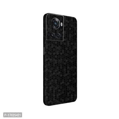 Shopymart Textured Honeycomb Mobile Skin, Vinyl Sticker (Not Cover) Compatible with OnePlus 10R, Black [Back, Camera and Sides]
