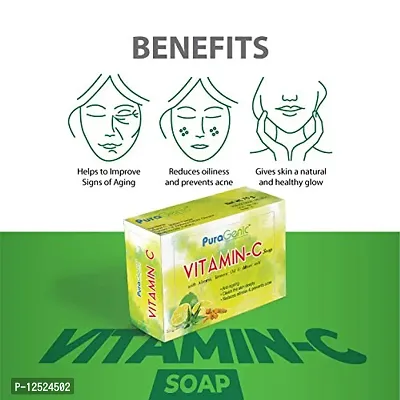 PuraGenic Vitamin C Bath Soap with Aloe vera, Turmeric and Multani Mitti, 75gm - Combo Pack of 4, Skin brightening Bar, Helps in Oily and acne prone skin-thumb5