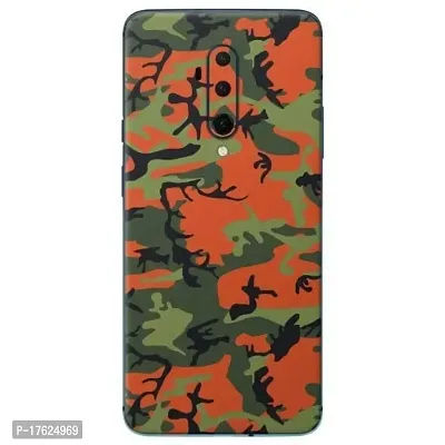 Shopymart Red Green Camo Series Mobile Skin Sticker for OnePlus 7T Pro, [Back, Camera and Side]