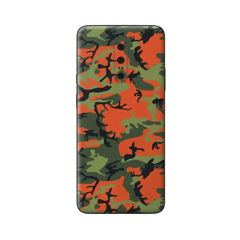 Shopymart Red Green Camo Series Mobile Skin Sticker for OnePlus 7 Pro, [Back, Camera and Side]