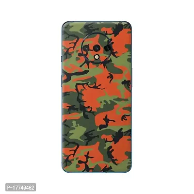 Shopymart Red Green Camo Series Mobile Skin Sticker for OnePlus 7T, [Back, Camera and Side]