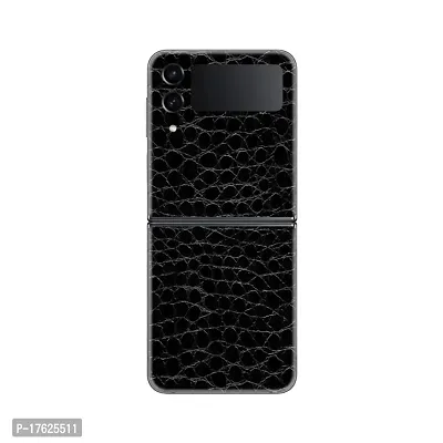 Shopymart Mobile Skin Sticker (Not Cover) Compatible with Samsung Galaxy Z Flip 4 [Back, Camera and Sides] - Black Crocodile