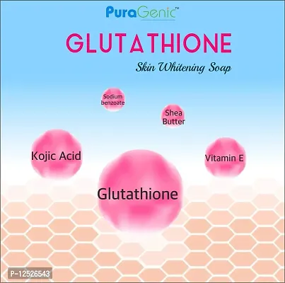 PuraGenic Gluta thione Skin Whitening Beauty soap by PuraGenic, 75gm, Skin brightening bathing bar with Kojic Acid, Shea butter, Vitamin E and Glycerin (Pack of 6)-thumb5