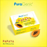 PuraGenic Papaya Skin Whitening Soap, 75gm with Papaya Extract, Kojic acid and Gluta thione, Skin lightening bathing bar for men and women, Helps in acne and get beautiful skin (Pack of 5)-thumb1