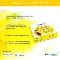 PuraGenic Papaya Skin Whitening Soap, 75gm with Papaya Extract, Kojic acid and Gluta thione, Skin lightening bathing bar for men and women, Helps in acne and get beautiful skin (Pack of 3)-thumb1