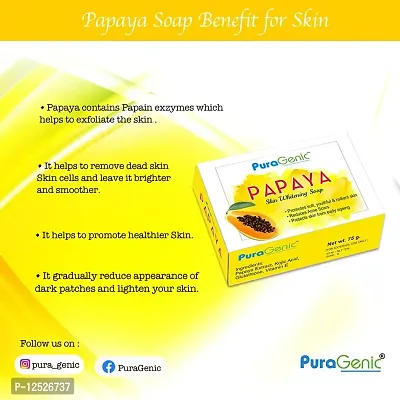 PuraGenic Papaya Skin Whitening Soap, 75gm with Papaya Extract, Kojic acid and Gluta thione, Skin lightening bathing bar for men and women, Helps in acne and get beautiful skin (Pack of 3)-thumb2