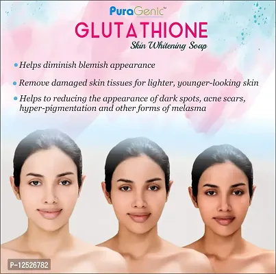 PuraGenic Gluta thione Skin Whitening Beauty soap by PuraGenic, 75gm, Skin brightening bathing bar with Kojic Acid, Shea butter, Vitamin E and Glycerin (Pack of 3)-thumb4