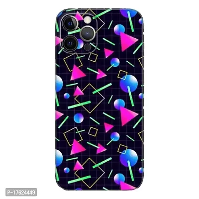 Shopymart Printed Mobile Skin, Vinyl Sticker Compatible with iPhone 13 Pro Max, Colourful Shapes [Back, Camera and Sides] - Design 005