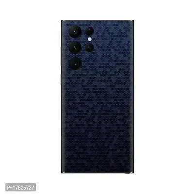 Shopymart Mobile Skin, Vinyl Sticker (Not Cover) Compatible with Samsung Galaxy S22 Ultra [Back and Camera] - Blue Honeycomb