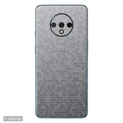 Shopymart Silver Honeycomb Textured Skin for OnePlus 7T [Back, Camera and Side]