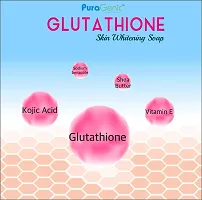 PuraGenic Gluta thione Skin Whitening Beauty soap by PuraGenic, 75gm, Skin brightening bathing bar with Kojic Acid, Shea butter, Vitamin E and Glycerin (Pack of 6)-thumb1