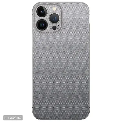 Shopymart Vinyl Mobile Skin Sticker Compatible with iPhone 13 Pro (Silver Honeycomb)