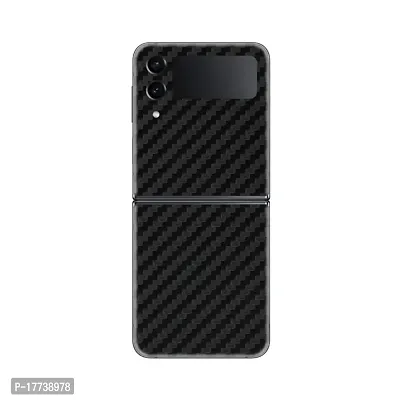 Shopymart Mobile Skin Sticker (Not Cover) Compatible with Samsung Galaxy Z Flip 4? [Back, Camera and Sides] - Black Carbon Fiber