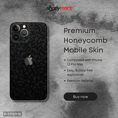 Shopymart Vinyl Mobile Skin Sticker Compatible with iPhone 13 Pro (Black Honeycomb)-thumb2