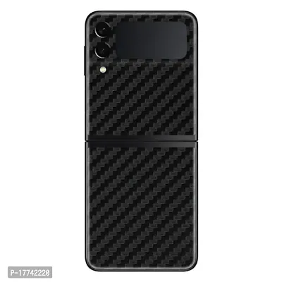 Shopymart Black and Grey Carbon Fiber Skin, Vinyl Sticker for Samsung Galaxy Z Flip 3 [Back, Camera and Side]