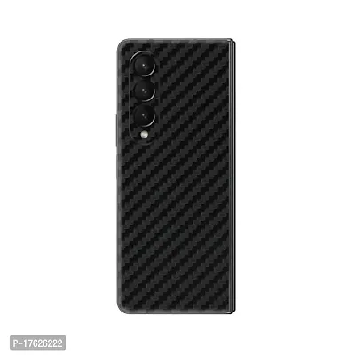 Shopymart Mobile Skin Sticker (Not Cover) Compatible with Samsung Galaxy Z Fold 4 [Back and Camera] -Black Carbon Fibre