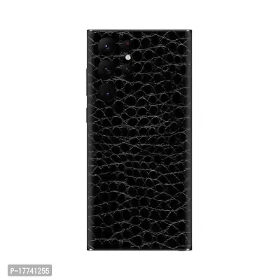 Shopymart Mobile Skin, Vinyl Sticker (Not Cover) Compatible with Samsung Galaxy S22 Ultra [Back, Camera and Sides] - Black Crocodile