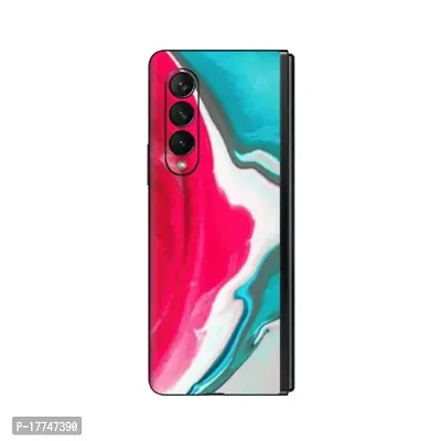 Shopymart Retina Printed Mobile Skin, Phone Sticker Compatible with Samsung Galaxy Z Fold 3, Red and Blue Shades [Back, Camera and Sides] - Design 021