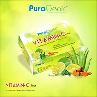 PuraGenic Vitamin C bath Soap with Aloe vera, Turmeric and Multani Mitti, 75gm - Combo Pack of 5, Help to lighten dark spot and blemishes-thumb1