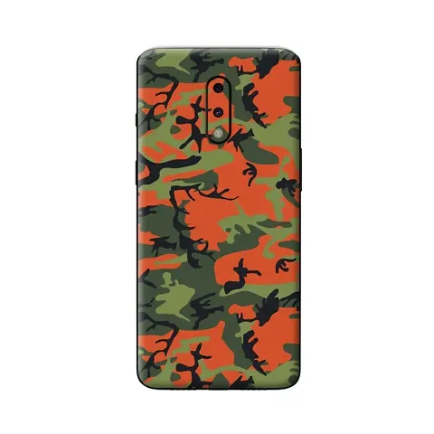 Shopymart Red Green Camo Series Mobile Skin Sticker Compatible with OnePlus 7 [Back, Camera and Side]