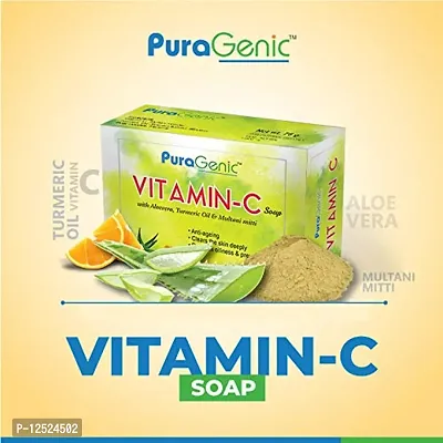 PuraGenic Vitamin C Bath Soap with Aloe vera, Turmeric and Multani Mitti, 75gm - Combo Pack of 4, Skin brightening Bar, Helps in Oily and acne prone skin-thumb3