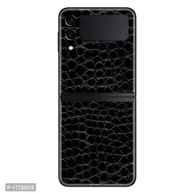 Shopymart Black Crocodile Series Mobile Skin Compatible with Samsung Galaxy Z Flip 3, Vinyl Sticker not Cover [Back, Camera and Side]