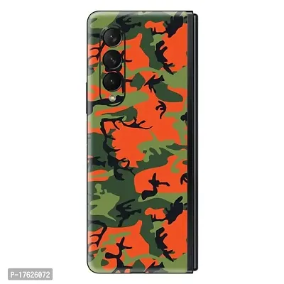 Shopymart Red Green Camo Series Mobile Skin Compatible with Samsung Galaxy Z Fold 3, Vinyl Sticker not Cover [Back and Camera]