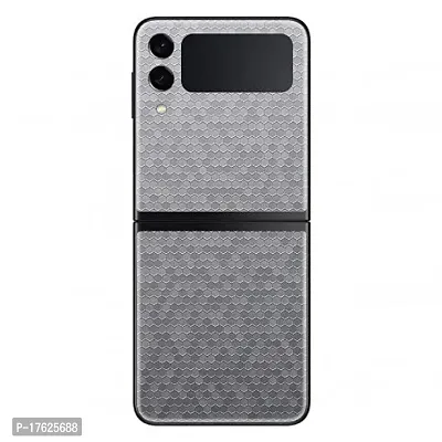 Shopymart Silver Honeycomb Mobile Skin, Vinyl Sticker not Cover for Samsung Galaxy Z Flip 3 [Back, Camera and Side]