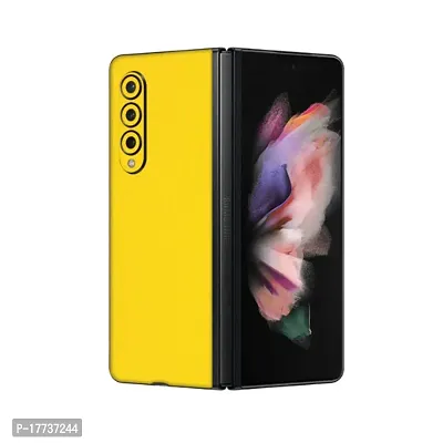 Shopymart Yellow Color Series Mobile Skin Compatible with Samsung Galaxy Z Fold 3, Vinyl Sticker not Cover [Back and Camera]